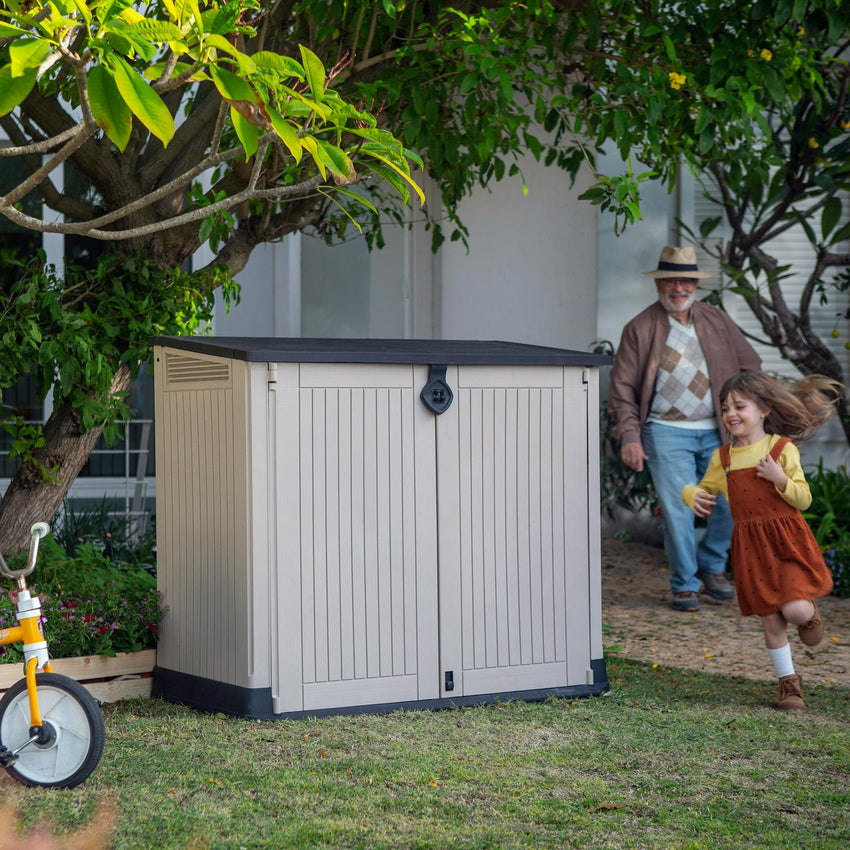 Keter Store-It-Out Midi 30-Cu Ft All-Weather Resin Storage Shed. Beige