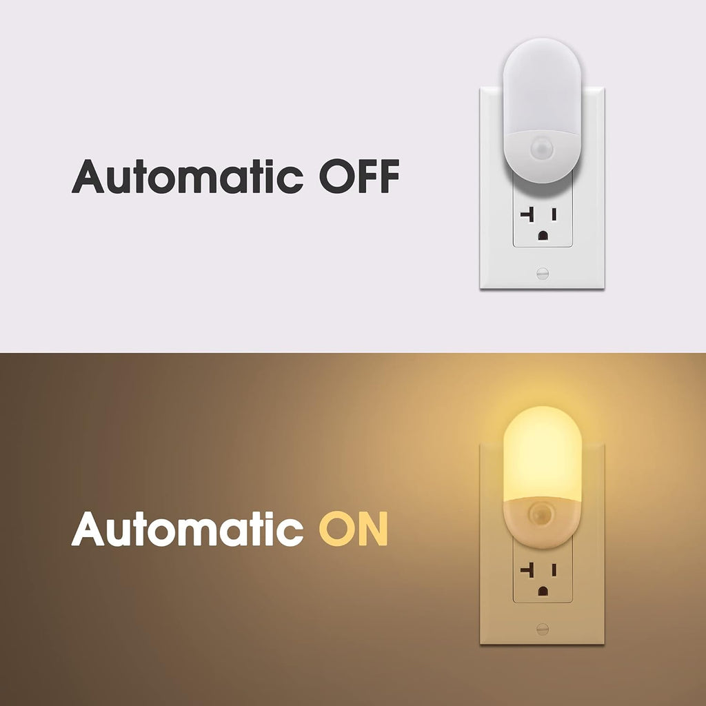 2 Pack LED Dimmable Night Light with Light Sensors