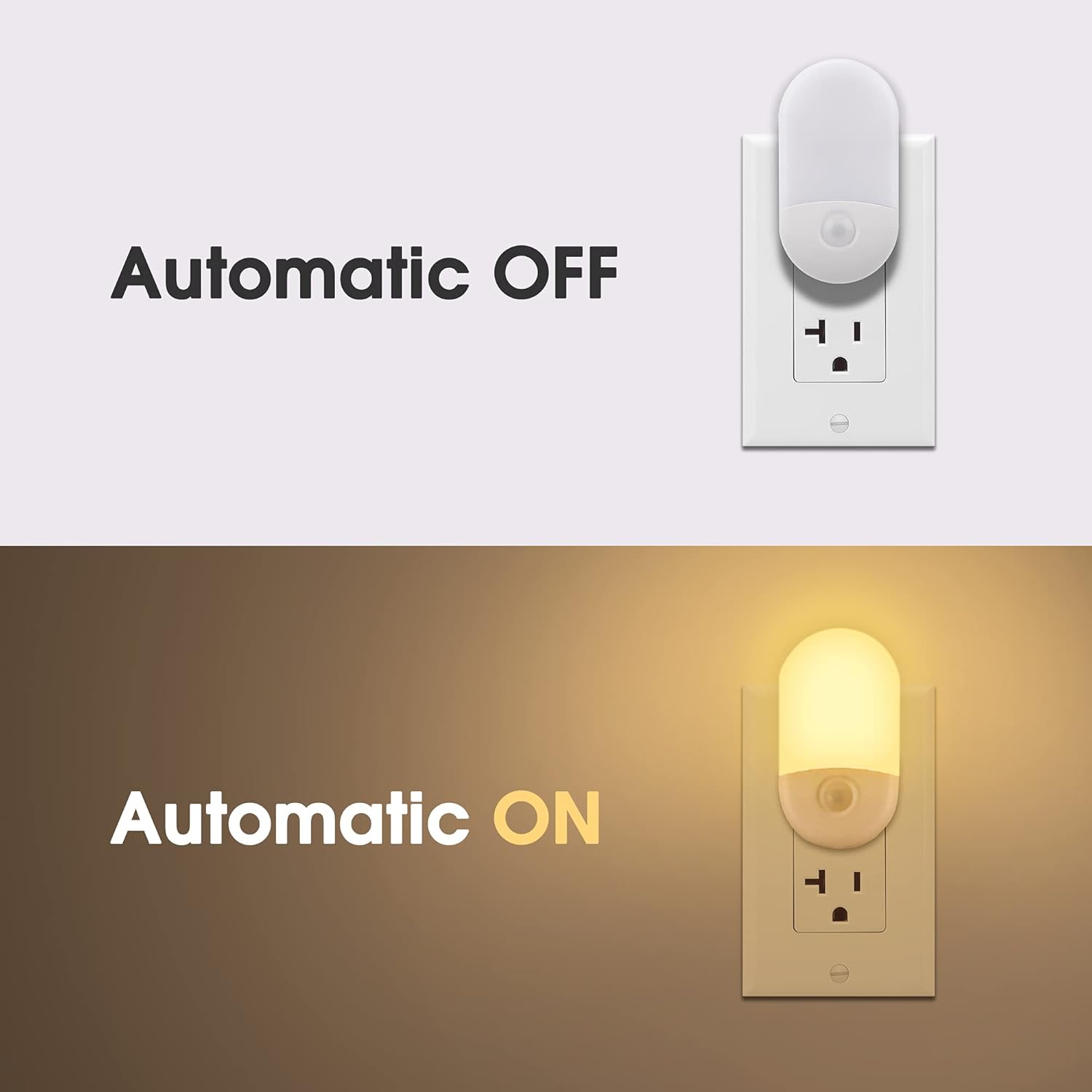 2 Pack LED Dimmable Night Light with Light Sensors