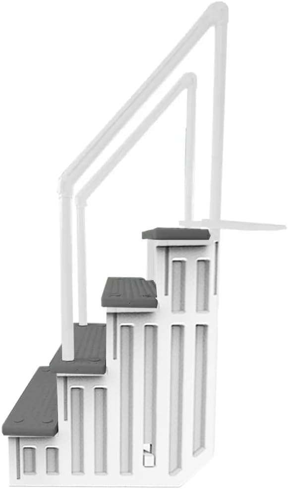 Select Anti-Slip in-Pool Steps | Gray | for Above Ground Swimming Pools | Can Mount to Decks 48 to 54 H | Safety Stairs Capacity Up to 300 lbs
