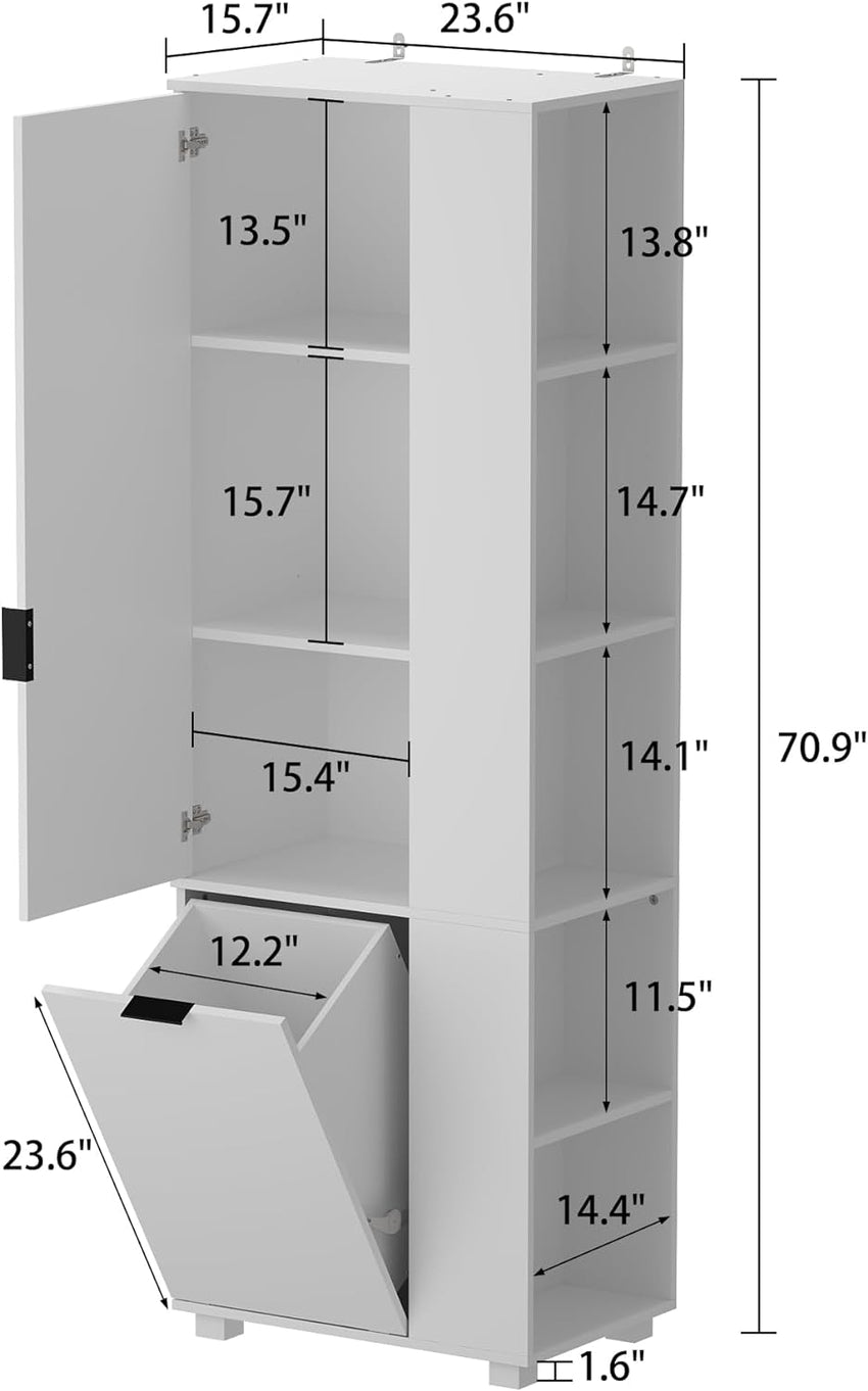 Storage cabinet with laundry basket. display cabinet
