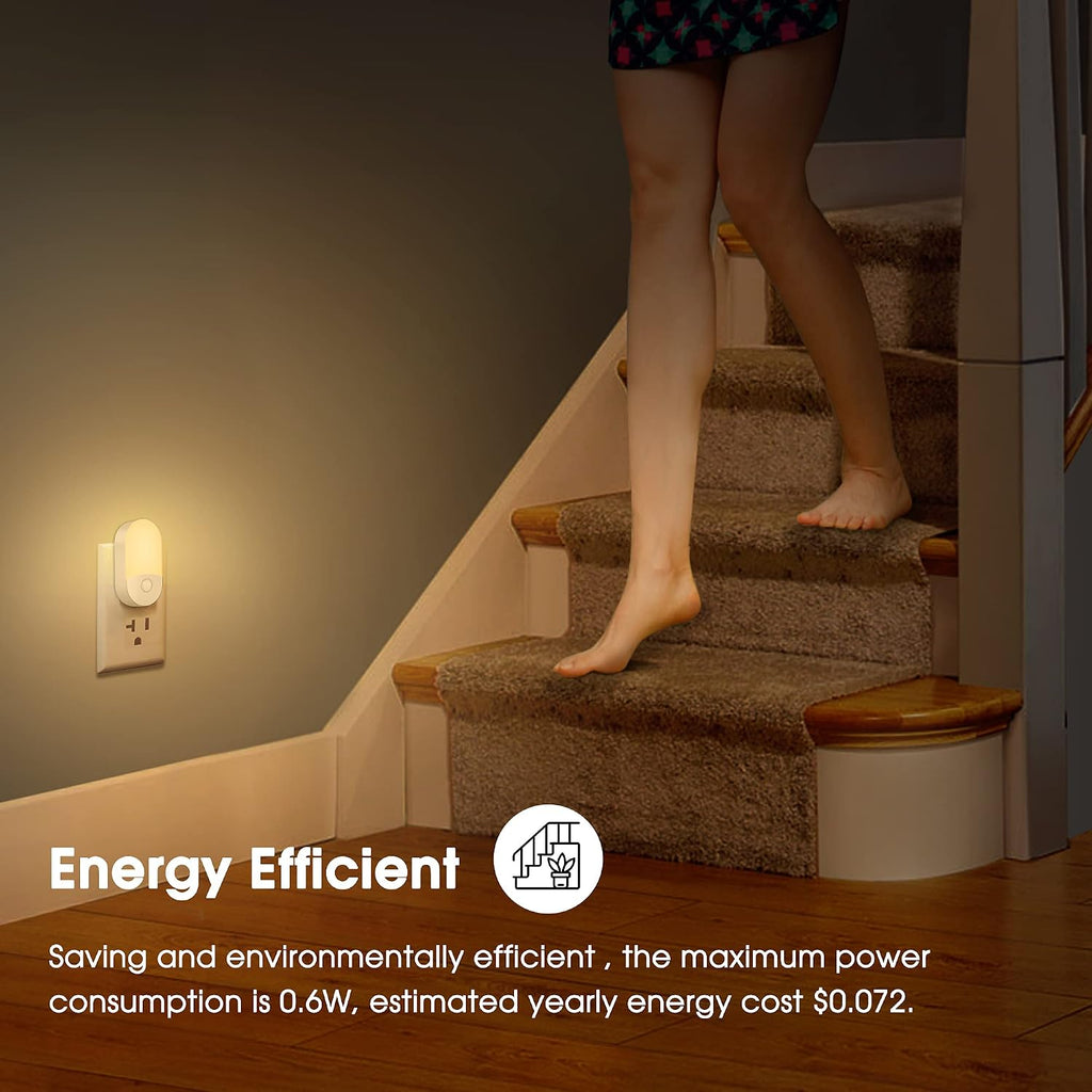 2 Pack LED Dimmable Night Light with Light Sensors