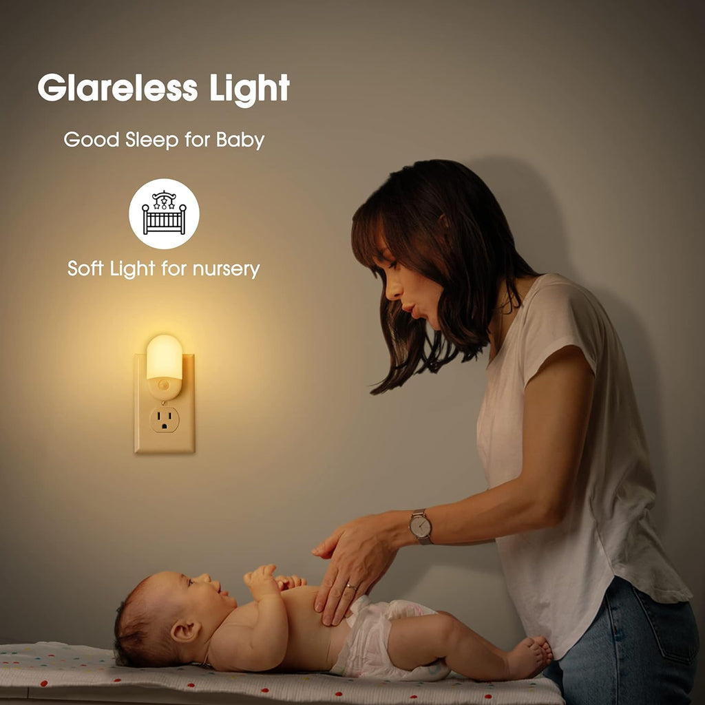2 Pack LED Dimmable Night Light with Light Sensors