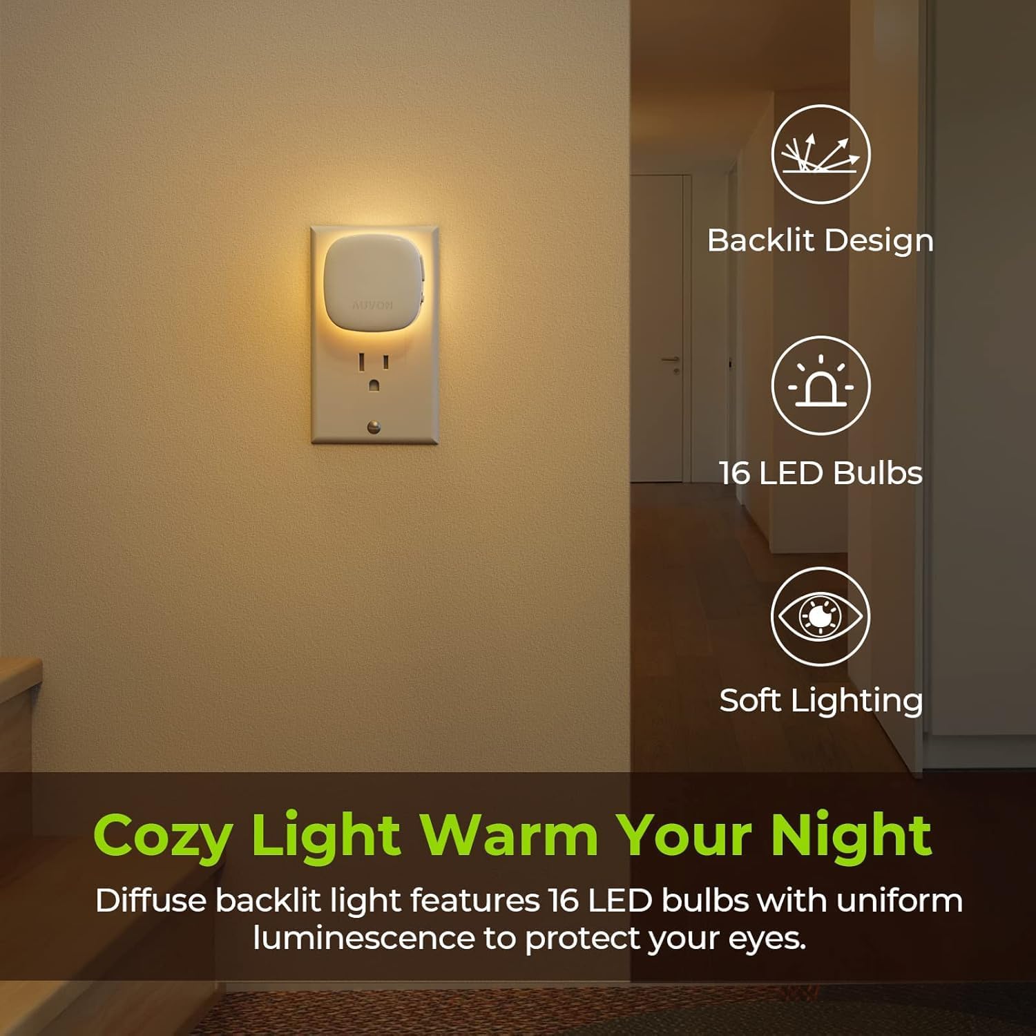 Plug-in LED Backlit Night Light with Motion Senso