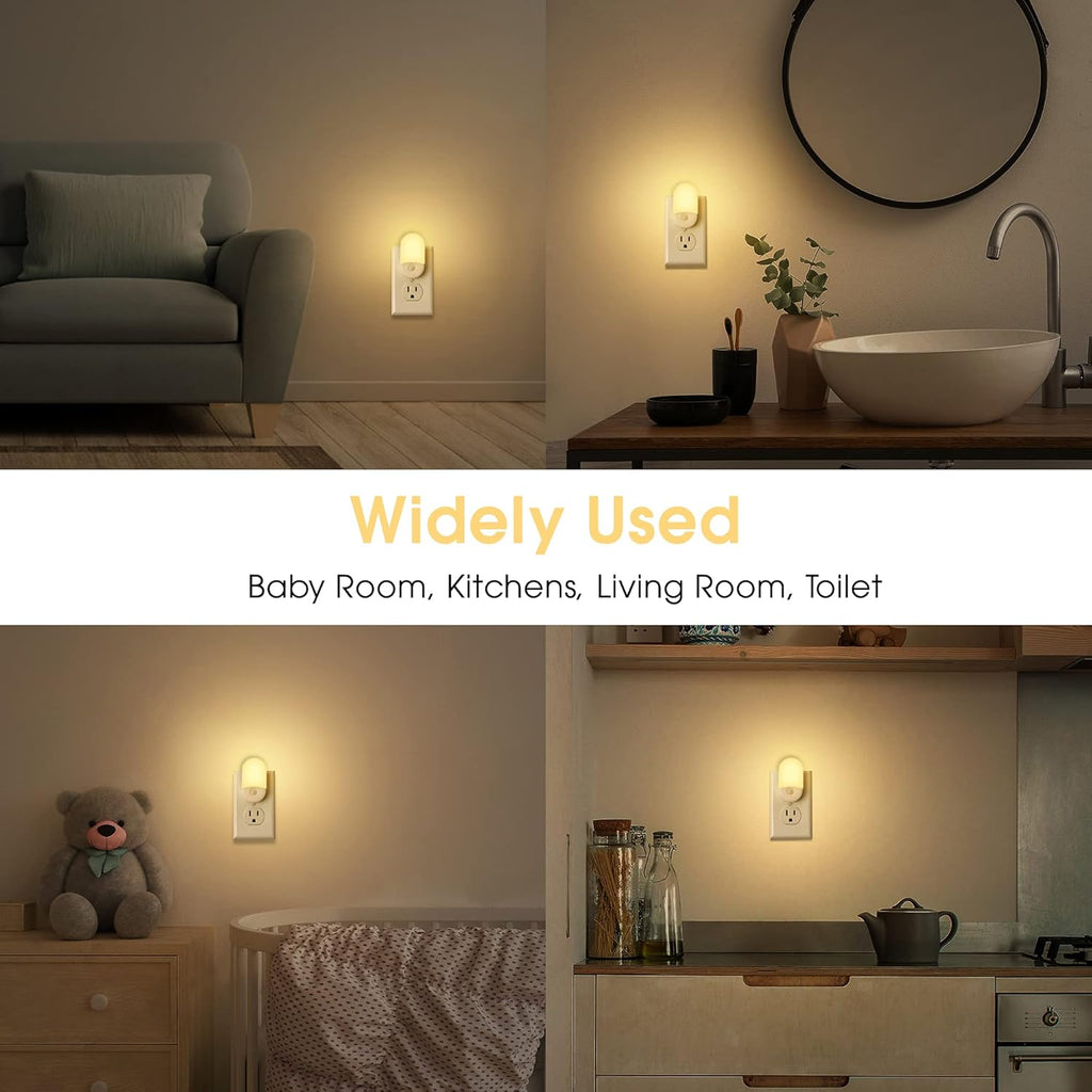 2 Pack LED Dimmable Night Light with Light Sensors