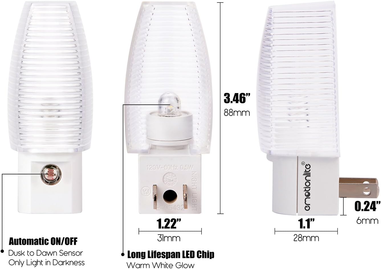 Plug in Night Light. Warm White LED Nightlight