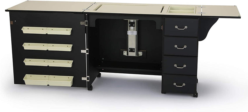 353 Norma Jean Sewing Cabinet for Sturdy Sewing. Cutting. Quilting. and Crafting with Storage and Airlift. Black Finish