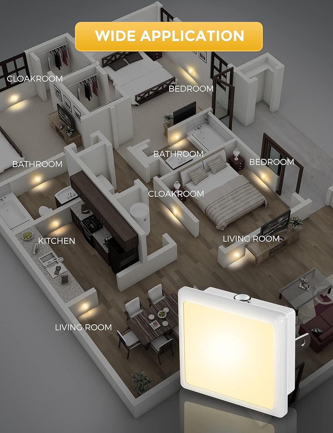 LED Night Lights Plug into Wall 2-Pack