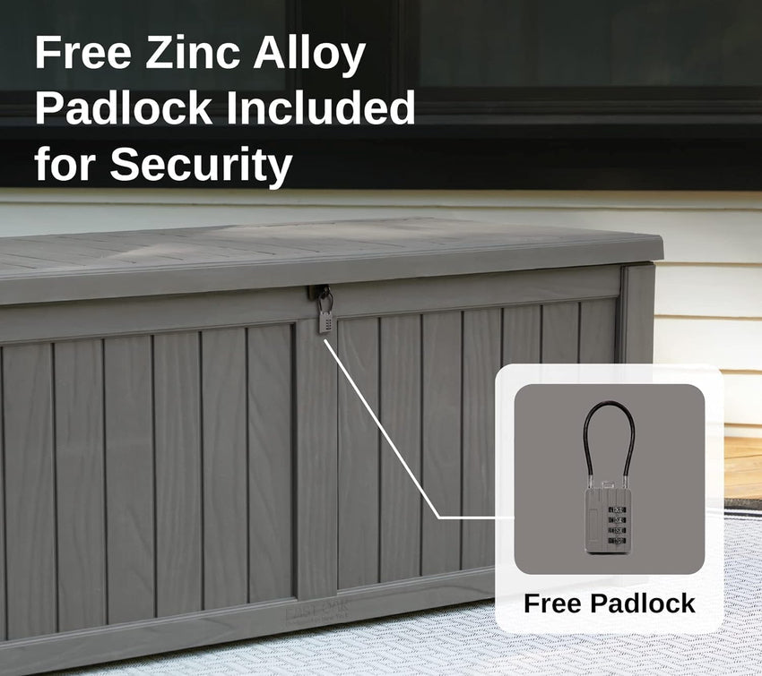 230 Gallon Deck Box. Outdoor Storage Box with Padlock