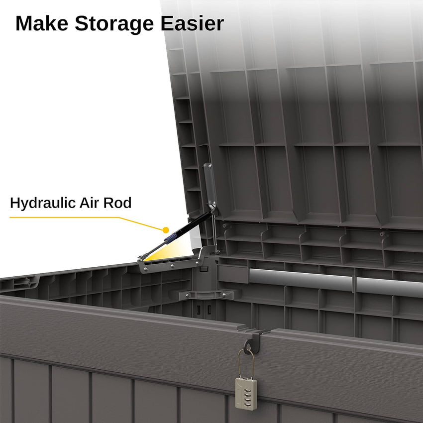 230 Gallon Deck Box. Outdoor Storage Box with Padlock