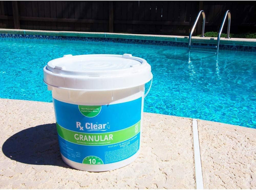 Clear Stabilized Granular Chlorine | One 50-Pound Bucket | Use As Bactericide. Algaecide. and Disinfectant in Swimming Pools and Spas | Fast Dissolving and UV Protected
