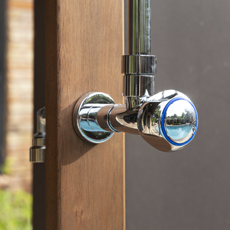 94.5 H Stainless Steel Freestanding Outdoor Shower and Duckboard